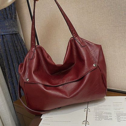 Large Soft Leather Shoulder Handbag Crossbody Bag Tote Bag Casual Messenger Bag