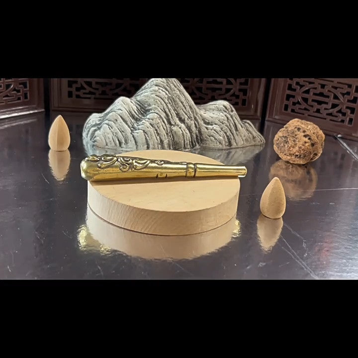 Solid Brass China Retro Tobacco Pipe Animal Carving Cigarette Filter Holder
