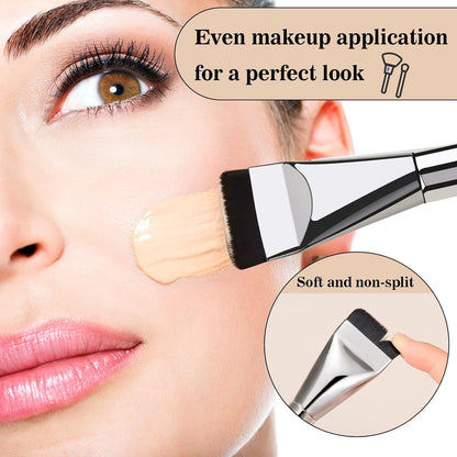 4PCS Flat Foundation Brush Set - Ultra Thin Blade for Liquid Makeup Blending