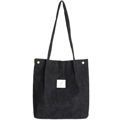 Women Corduroy Shoulder Bag Reusable Shopping Bag Casual Tote Handbag 28*11*32CM