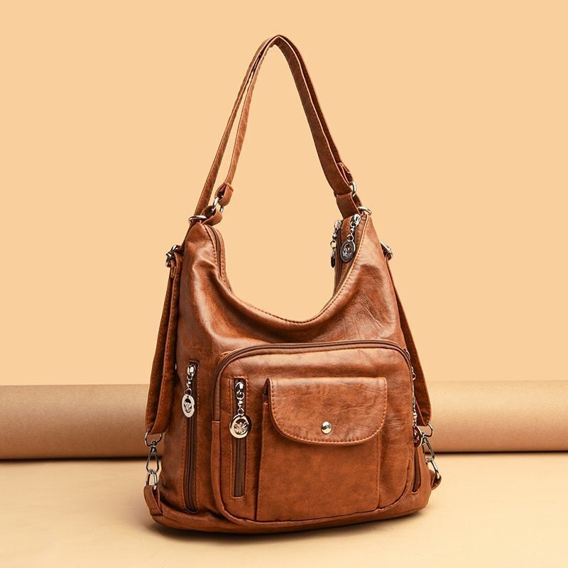 Women Handbag Solid Color Messenger Bag Large Shoulder Bag Synthetic Leather Bag