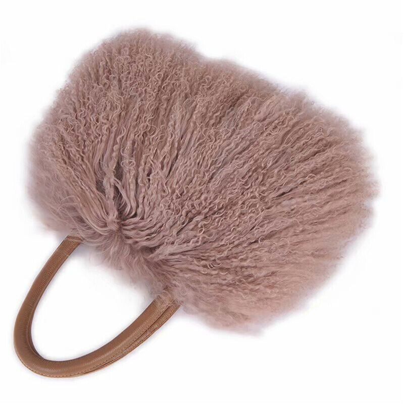 Women Real Mongolian Sheep Fur Handbags Ladies Casual Fluffy Fur Tote Bags
