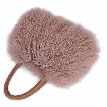 Women Real Mongolian Sheep Fur Handbags Ladies Casual Fluffy Fur Tote Bags