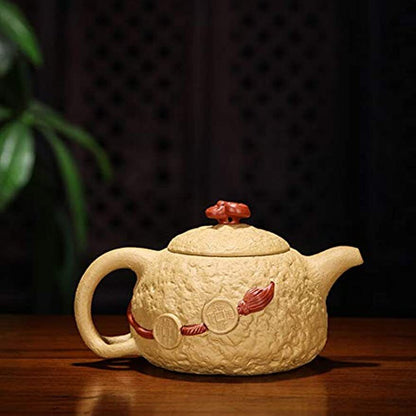 Teapot Chinese Yixing Zisha Clay Handmade Gongchun Tea Pot Yellow Wealth spittor