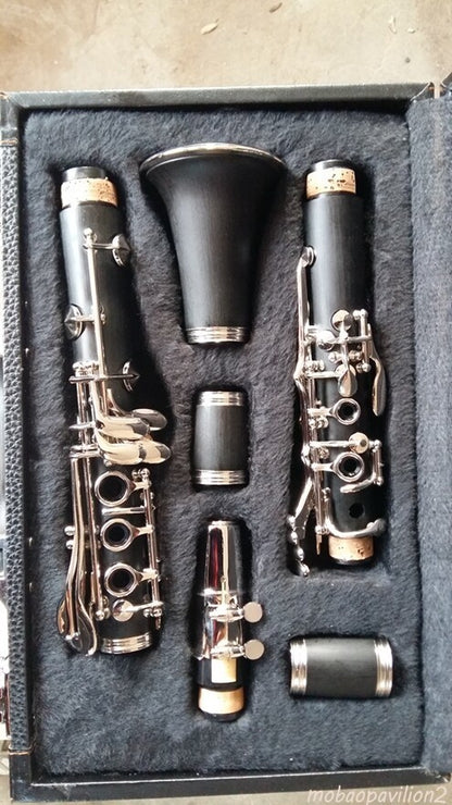 17 Key Professional Clarinet Ebony Wood Body Silver Plated Key C-flat