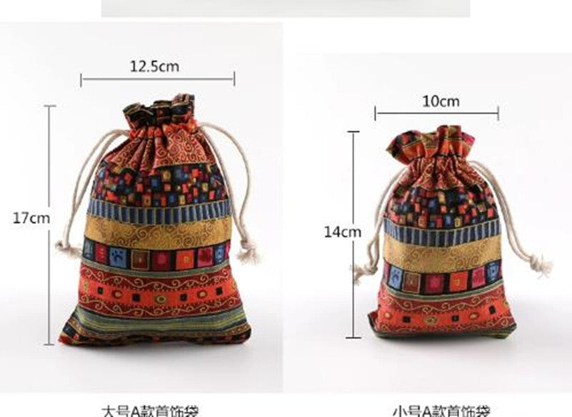 10pcs Retro Drawstring Linen Jewelry Storage Bags Pouch Purse Jewels Organizer