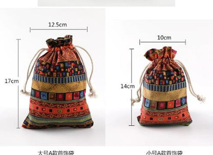 10pcs Retro Drawstring Linen Jewelry Storage Bags Pouch Purse Jewels Organizer