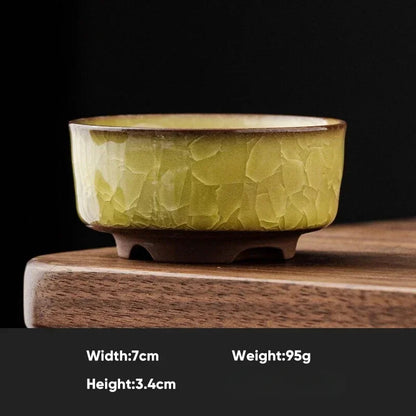 1pcs Ice Crackle Style Ceramic Tea Cup Vintage Celadon Teacup Household