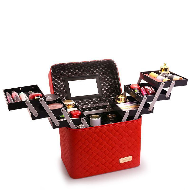 Large Capacity Makeup Cosmetic Bag Multilayer Storage Portable Make Up Suitcase