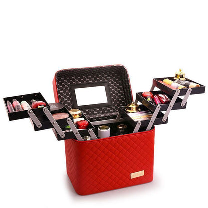 Large Capacity Makeup Cosmetic Bag Multilayer Storage Portable Make Up Suitcase