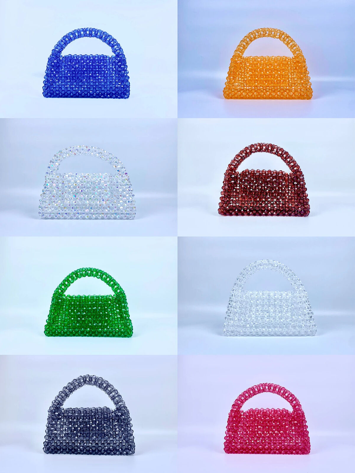 Beaded Knitted Pillow Type Handheld Crossbody Dual Purpose Acrylic Bag