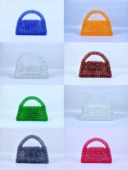 Beaded Knitted Pillow Type Handheld Crossbody Dual Purpose Acrylic Bag