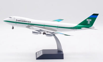 1:200 35CM InFlight Transamerica BOEING 747-200 Passenger Airplane Diecast Model