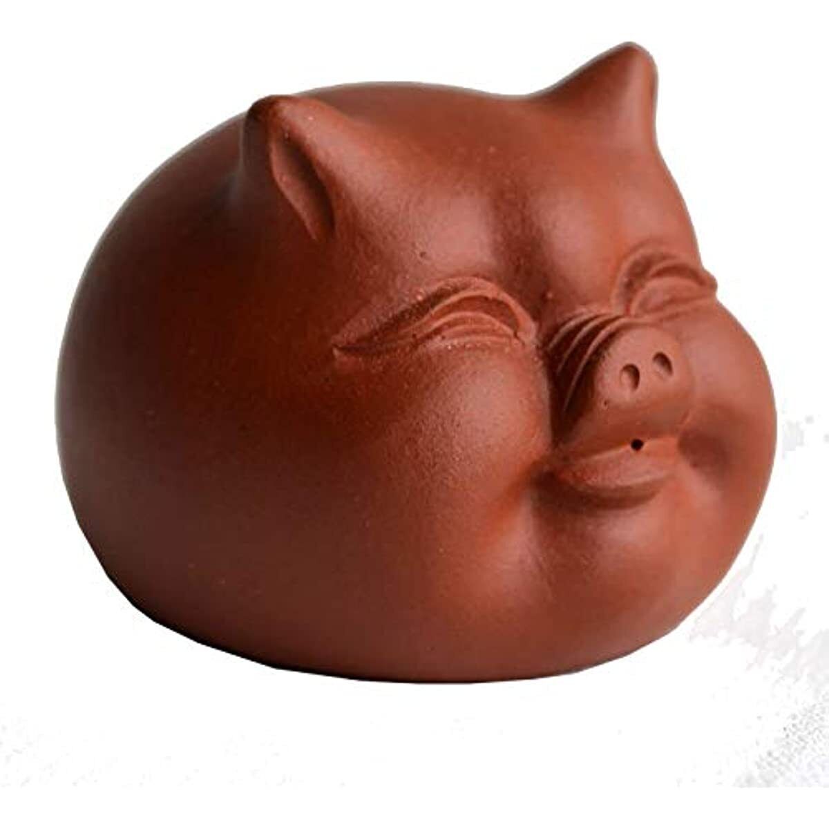 Chawan Zisha Chinese Yixing Clay Pig Handmade Kungfu Tea Decoration with bell