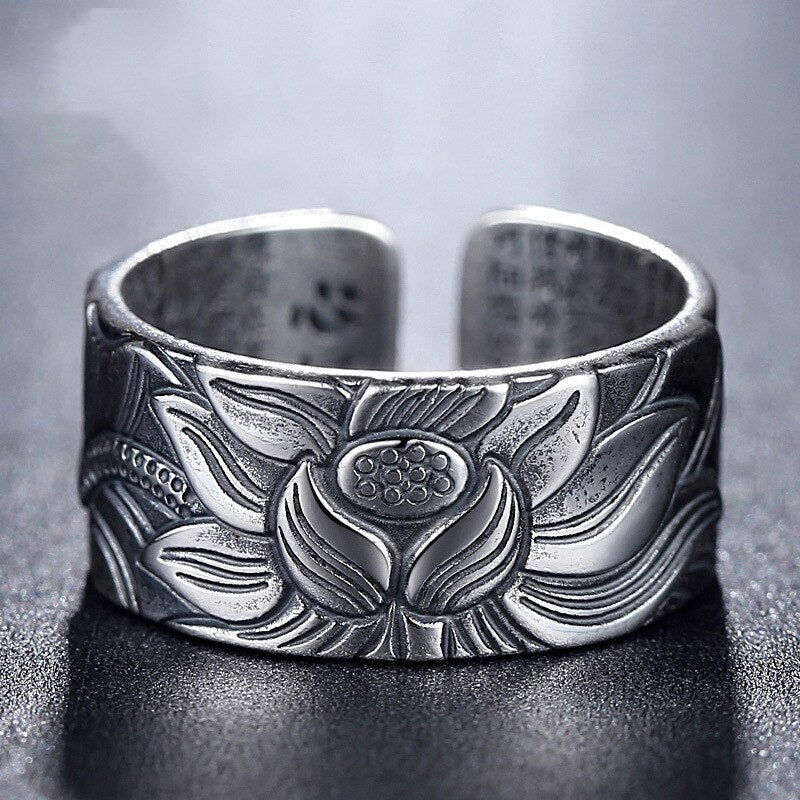 Brand New Lotus Ring, Vintage Amulet, Religious Buddha, Lotus, Buddhist Sutra -