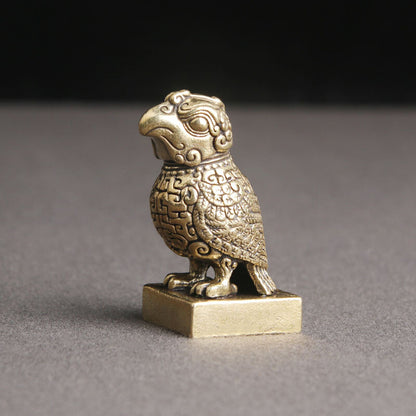 Collection of Copper Seal Handicrafts for Bird Statue Tabletop Ornaments