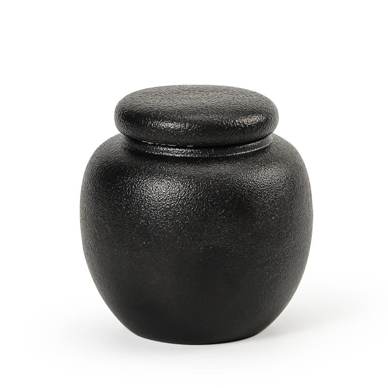 Coarse pottery egg jar, ceramic sealed jar, mini tea box, pocket sized tea can