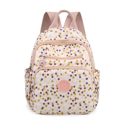 Small Backpack Flower Printing Shoulder Bag Waterproof Nylon Rucksack 20L Zipper