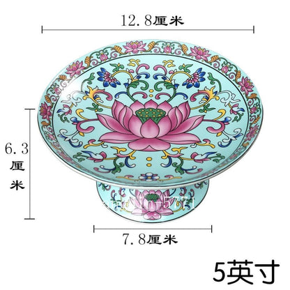 12.8cm Ceramic Buddha Hall Enamel Colored Fruit Tray for Offering Buddha's