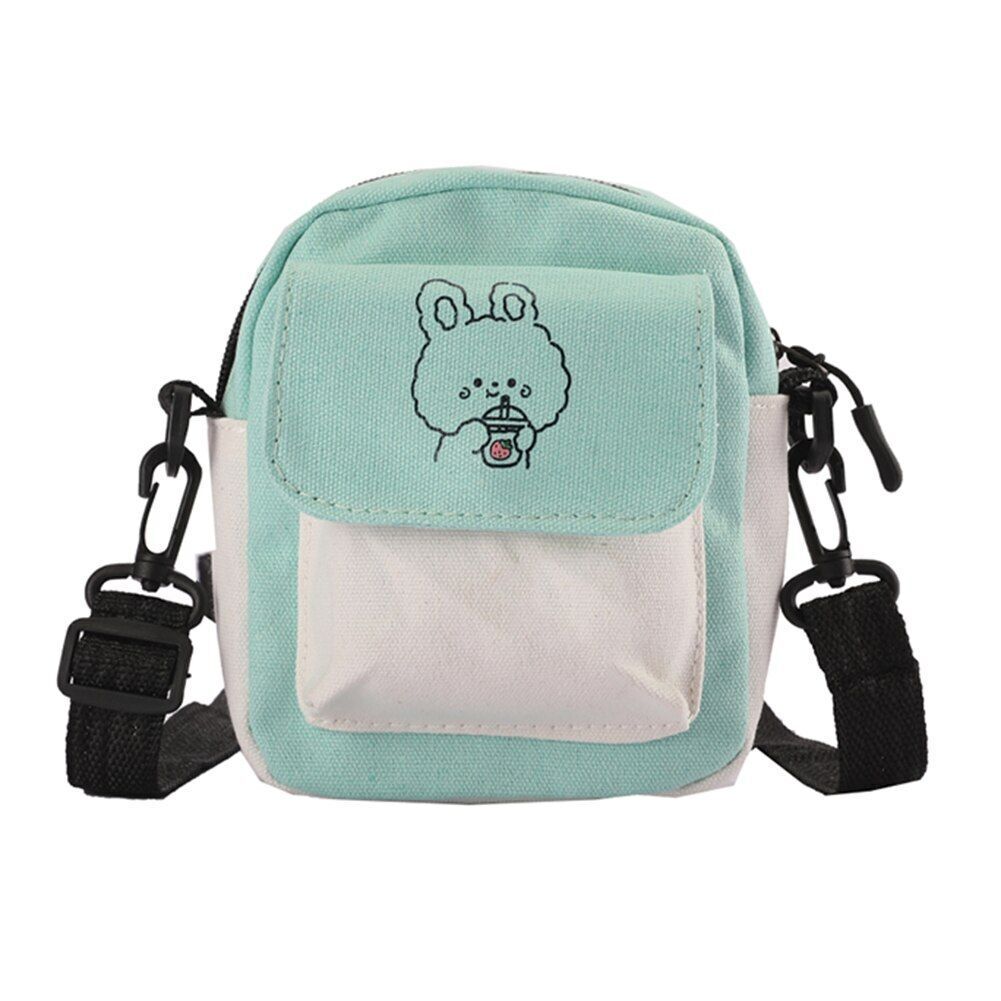 Contrast Color Canvas Crossbody Shoulder Messenger Bag Casual Handbag Flap Purse