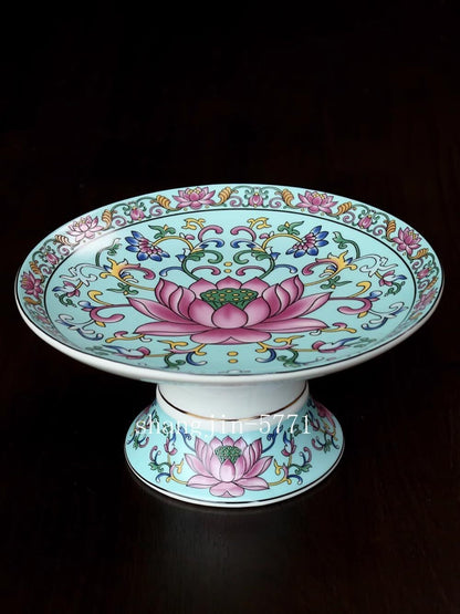 12.8cm Ceramic Buddha Hall Enamel Colored Fruit Tray for Offering Buddha's