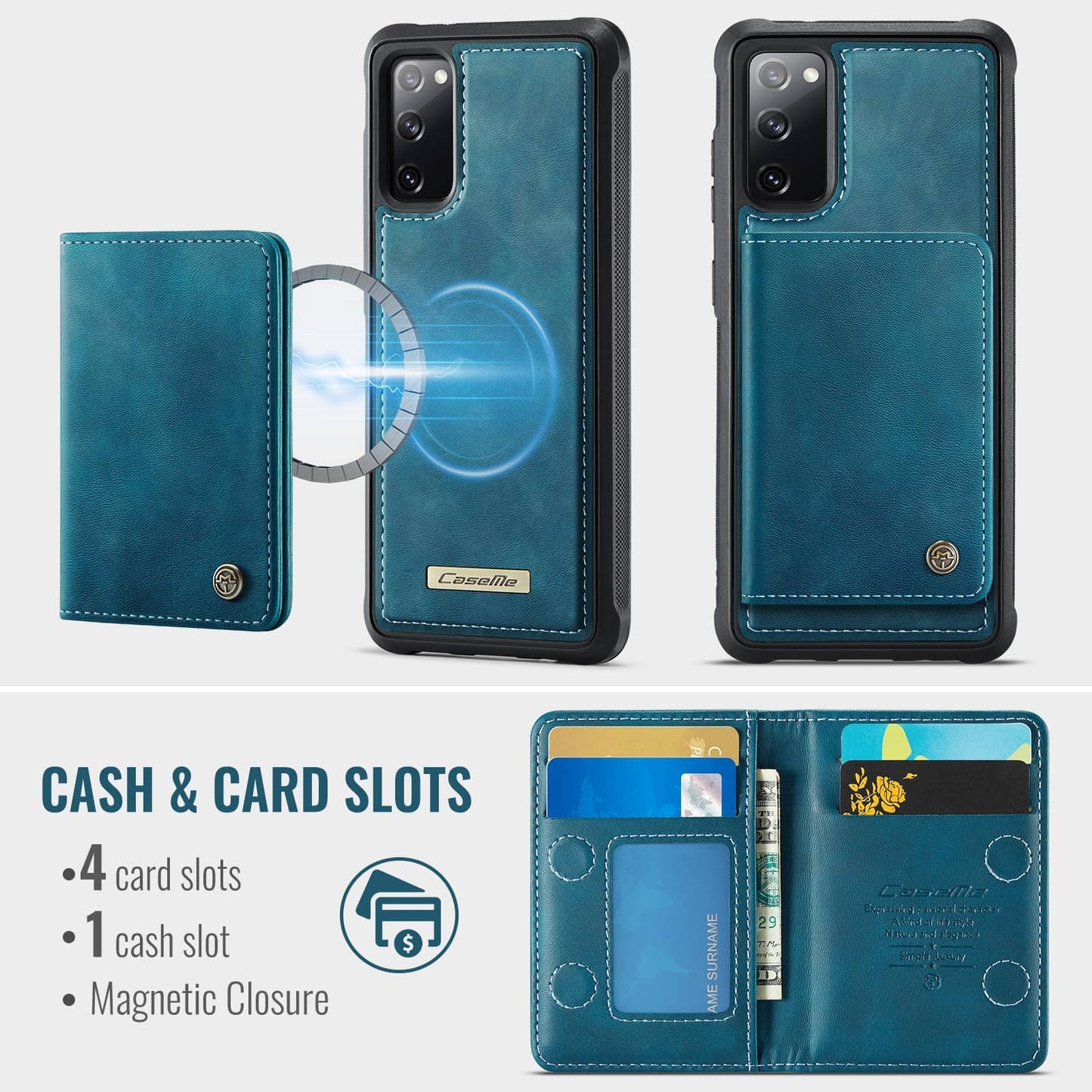 For Samsung Galaxy S25 Edge S24 S23 S22 S21 S20 Wallet Case Magnetic Card Holder