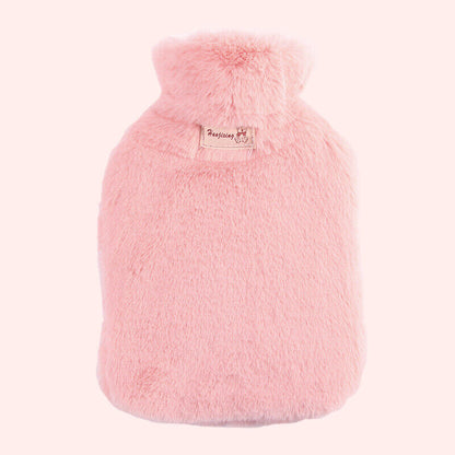 2L Large Hot Water Bottle Bag w/ Soft Warm Plush Cover Furry Hot Water Bag Pouch