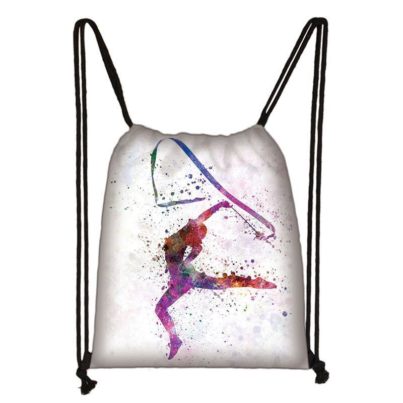 Watercolor Art Print Backpack Drawstring Bag Daypack Gymnast Storage Bag Travel