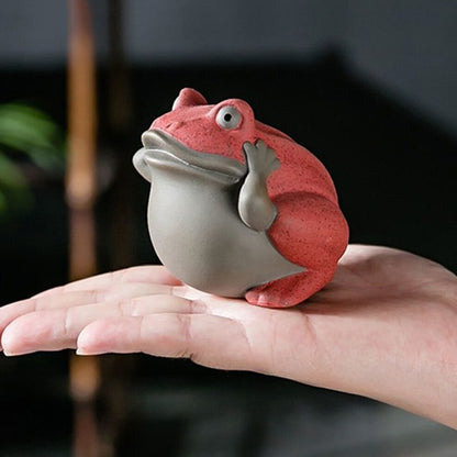 Painted Pottery Frog Tea Pet Quot Little Frog Purple Decoration Accessories