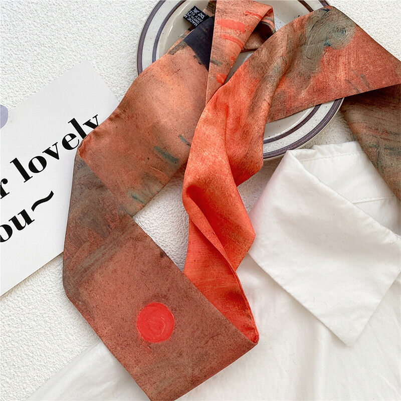 Long Skinny Silk Scarf Narrow Neckerchief Headband Handle Bag Band 105*6cm 1PCS