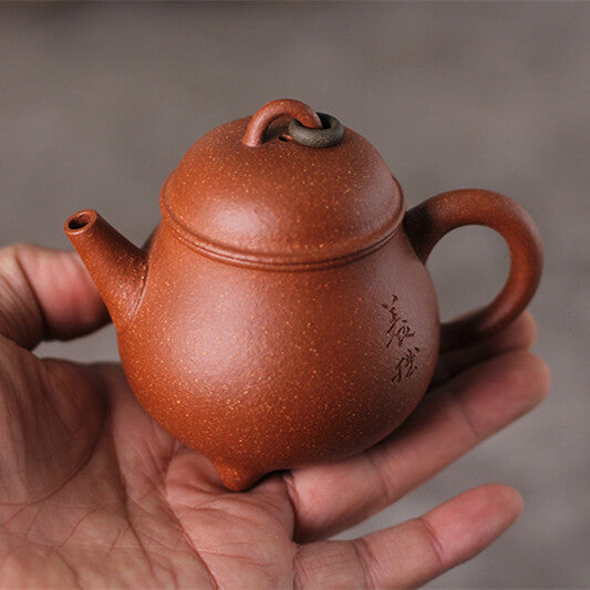 150ml Yixing Zisha Tea Pot Pottery Teapot Full Handmade Three Foot Words Tea Pot