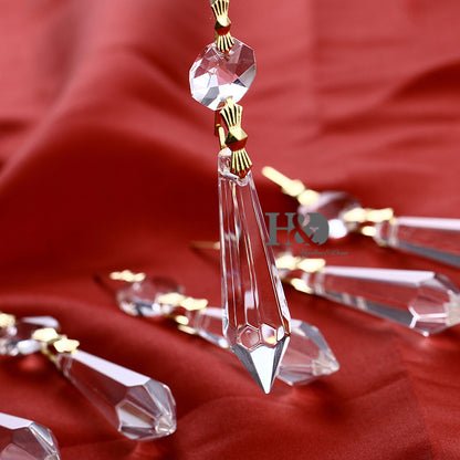 25 Clear Chandelier Crystal Lamp Prisms with Gold Hook Hanging Drop Pendant 55mm