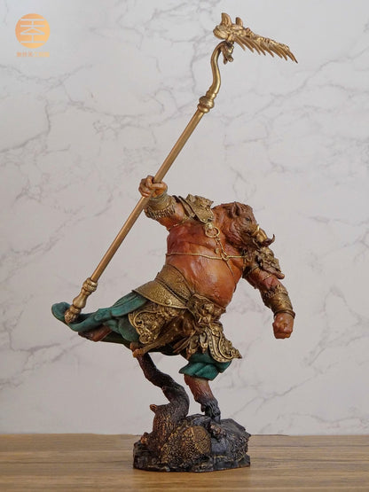 12.5" Brass Pigsy Statue Marshal Tianpeng Figure Sculpture Artwork Collection