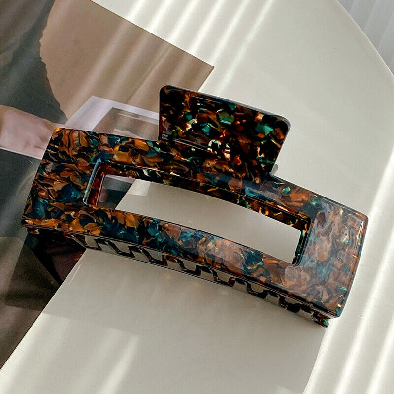 Rectangle Hollow Acetate Shark Clip Spot Colorful Hair Clamp Grab Clip Elegant
