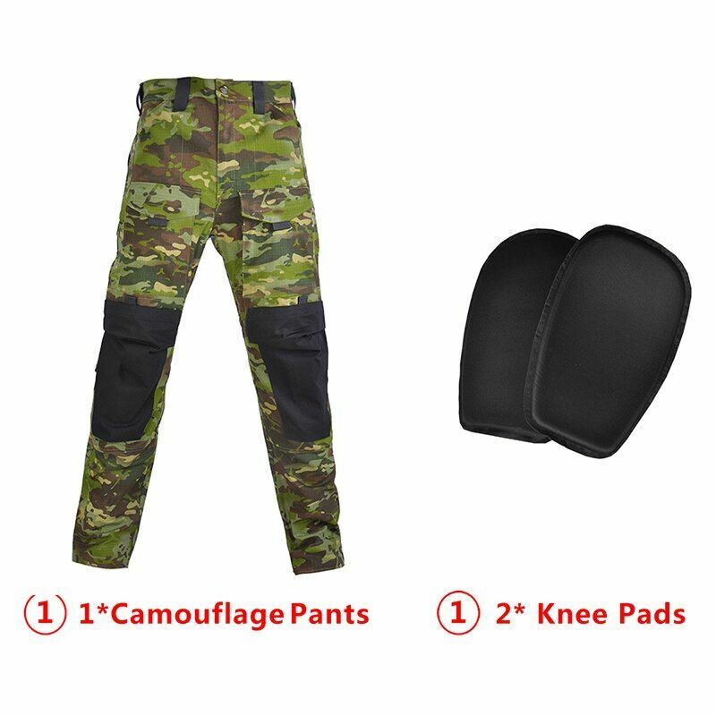 Hooded Shirt/ Pants Pads Tactical Camo Military Shooting Training Sport Hiking L