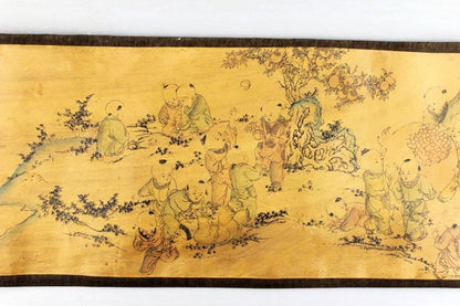 Chinese Ancient picture silk paper 100 Children Figure Scroll painting