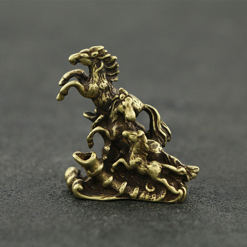 Brass Solid Horse Figurine Small Statue House Decoration Animal Figurines Toys