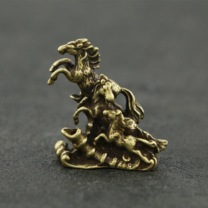 Brass Solid Horse Figurine Small Statue House Decoration Animal Figurines Toys