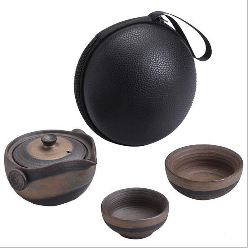 Ceramic Teapot & Two Tea Cup Set Travel Portable Kung Fu Tea Set Tea Ceremony
