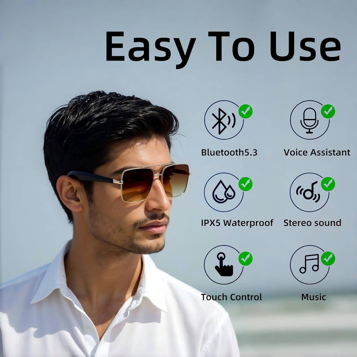 New fashion Bluetooth audio smart glasses Sunglasses Open earbuds 2 speakers