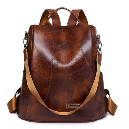 Backpack Fashion School Bags Leisure Genuine Leather Shoulder Bag Vintage Zipper