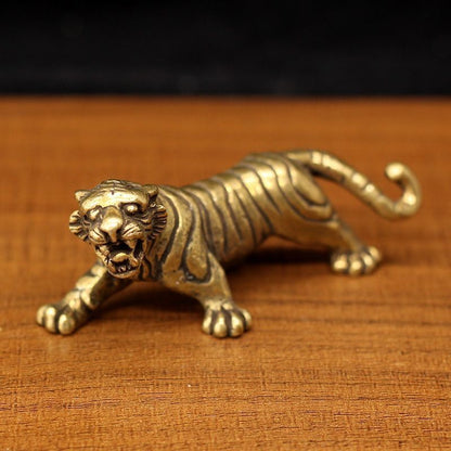 Solid Brass Tiger Figurine Statue Decor Ornament (Large Size)