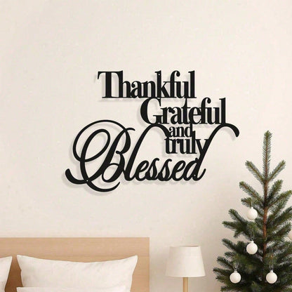 CIFbuy Grateful Blessed Metal Wall Sign Bible Verses Rustic Farmhouse Decor