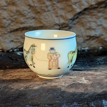 Vintage Chinese Jingdezhen Doucai Tea Cup Scholar