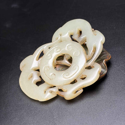 Chinese Natural Hetian Jade Hand-carved Exquisite Dragon Pendant 31181