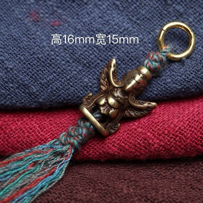 Tibetan Lima Brass Garuda Accessory 0.63in Tassel Mala Side Pendant Decor