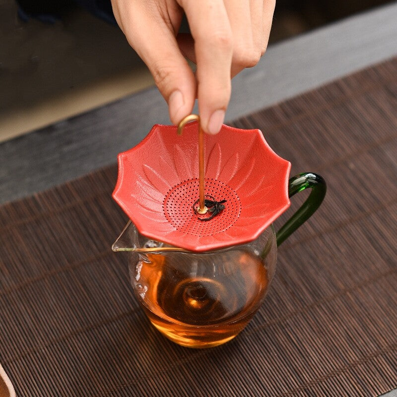 Creative Tea Accessories Ceramic Filter Net Umbrella Shape Pottery Tea Strainer