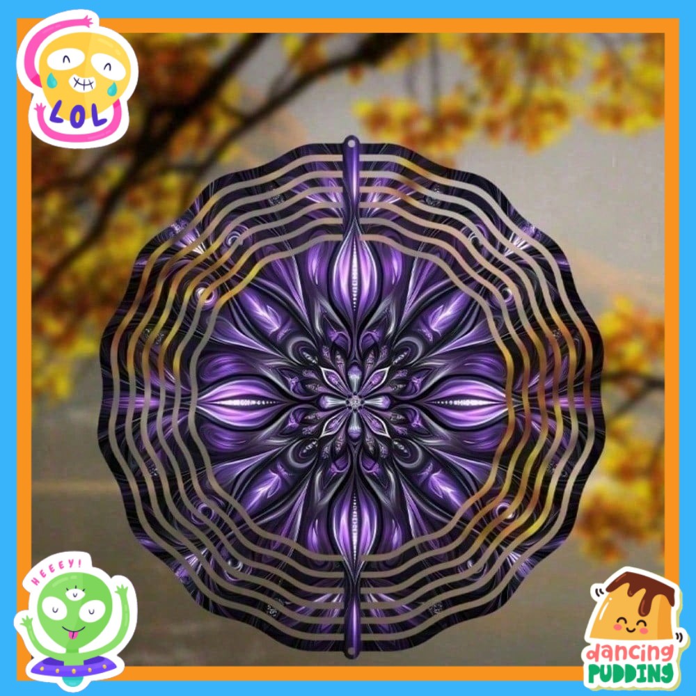 HelloYoung Solar Wind Spinner 4-in-1 Metal Mandala Garden Patio Decor