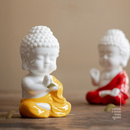 Ceramic Artware Buddha Statue Small Size Handmade China Table Ornament Tea Play