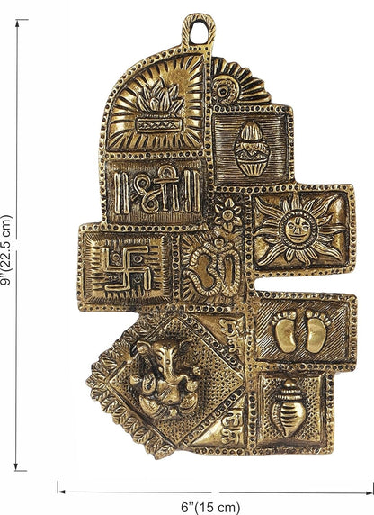 Brass Ethnic Decor Om Kalash Shree Ganesha Wall Hanging God Figurine Statue